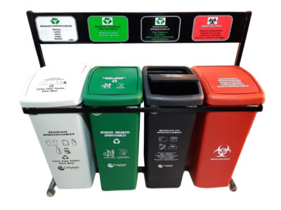 Punto ecológico de cuatro puestos de 55 litros caneca Vaivén