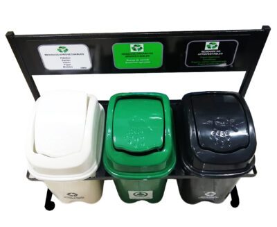 Punto ecológico 30 litros tres puestos nueva norma - Imagen 2