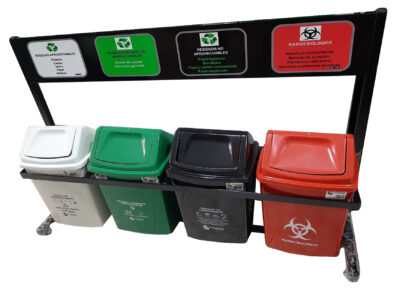 Punto ecológico de 14 litros de 4 puestos caneca tipo vaivén - Imagen 2