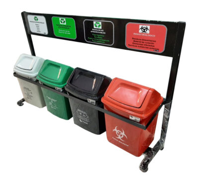 Punto ecológico de 14 litros de 4 puestos caneca tipo vaivén