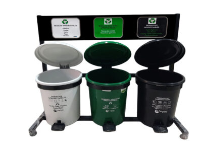 Punto ecológico de 12 litros caneca de pedal redonda de tres puestos nueva norma - Imagen 2
