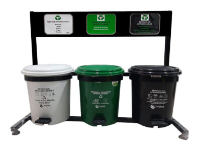 Punto ecológico de 12 litros caneca de pedal redonda de tres puestos nueva norma