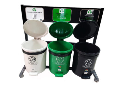 Punto ecológico de 13 litros caneca de pedal redonda de tres puestos nueva norma - Imagen 8