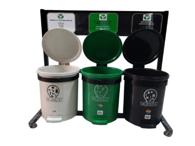 Punto ecológico de 13 litros caneca de pedal redonda de tres puestos nueva norma
