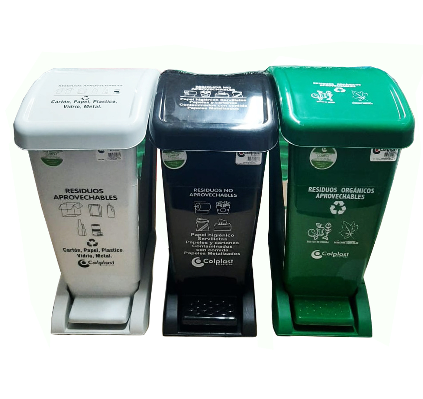 Papelera reciclaje metálica negra 44 Litros (5 colores)