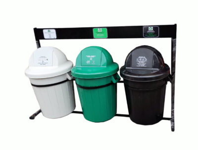 Punto ecológico de 120 litros tres puestos caneca cúpula