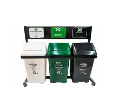 Punto ecológico de 21 litros tres puestos nueva norma caneca vaivén