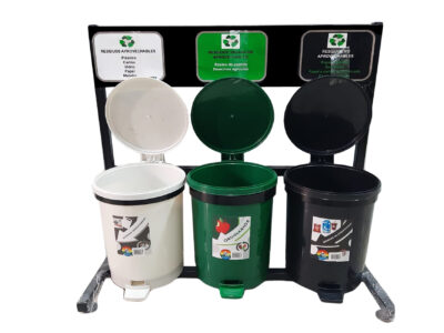 Punto ecológico de 10 litros caneca de pedal de tres puestos nueva norma
