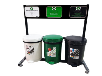 Punto ecológico de 10 litros caneca de pedal de tres puestos nueva norma - Imagen 2