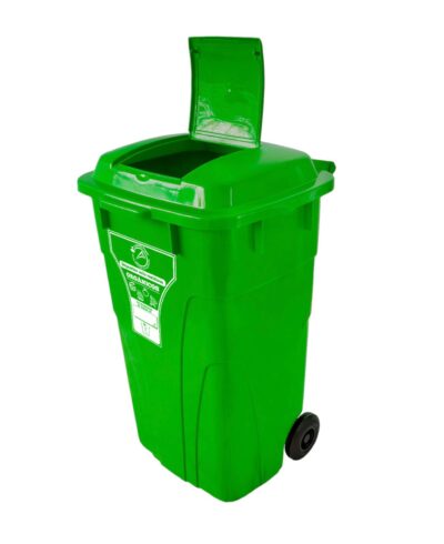 Trio Contenedor plástico doble tapa de 120 litros con ruedas Luxury Verde, Negro y Blanco - Imagen 8