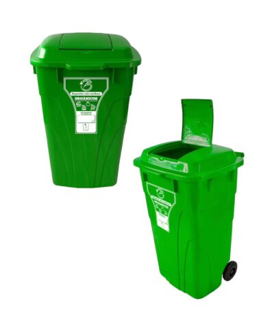 Trio Contenedor plástico doble tapa de 120 litros con ruedas Luxury Verde, Negro y Blanco - Imagen 3