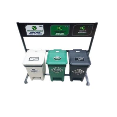 PUNTO ECOLÓGICO LUXURY TRES PUESTOS  DE 12 LITROS PEDAL
