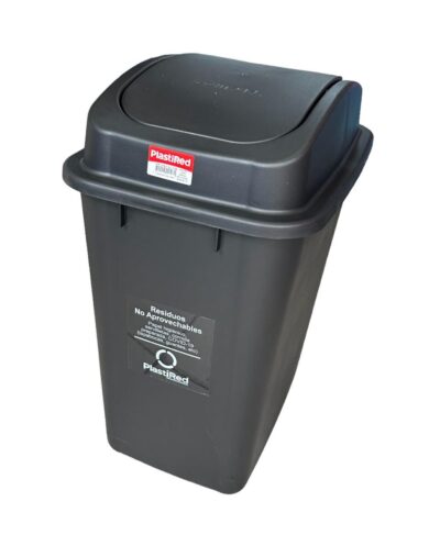 PUNTO ECOLÓGICO PLASTIRED TRES PUESTOS  DE 40 LITROS TAPA VAIVÉN - Imagen 12