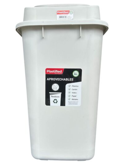 PUNTO ECOLÓGICO PLASTIRED TRES PUESTOS  DE 40 LITROS TAPA VAIVÉN - Imagen 9