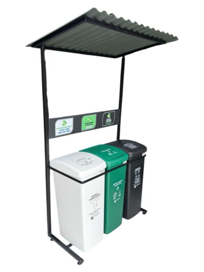 Punto ecológico 3 puestos 55 litros Vaivén Colplast Con Techo - Imagen 2