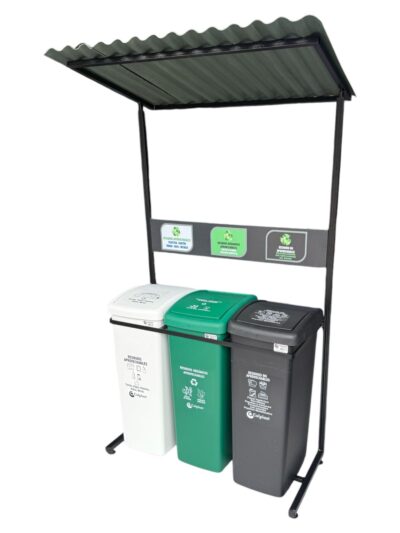 Punto ecológico 3 puestos 55 litros Vaivén Colplast Con Techo - Imagen 3