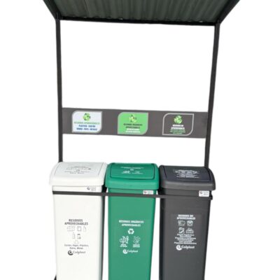 Punto ecológico 3 puestos 55 litros Vaivén Colplast Con Techo