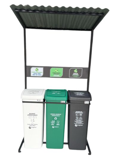 Punto ecológico 3 puestos 55 litros Vaivén Colplast Con Techo