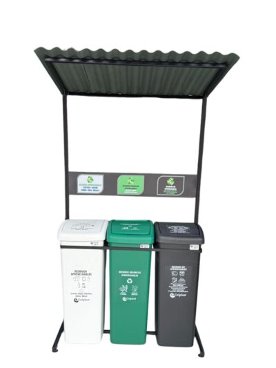 Punto ecológico 3 puestos 55 litros Vaivén Colplast Con Techo - Imagen 5