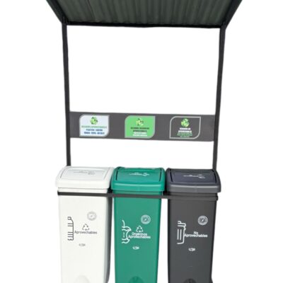 Punto ecológico 3 puestos 53 litros Vaivén Estra Con Techo