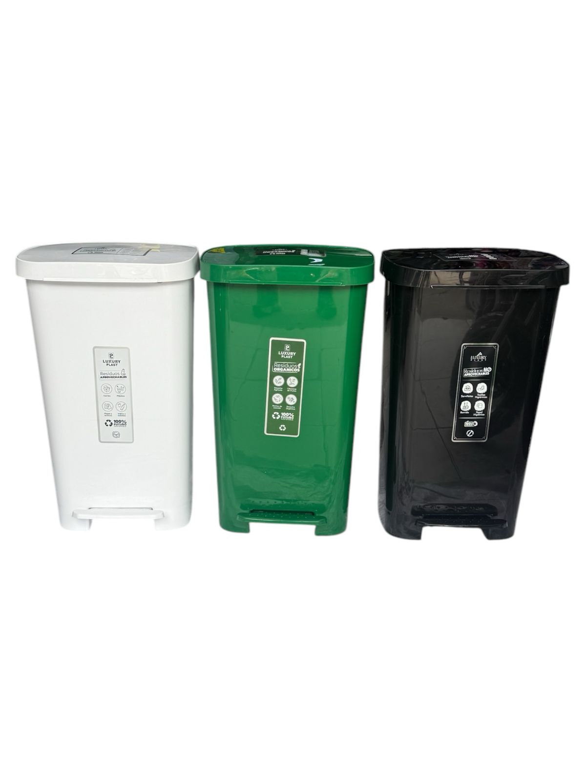 TRIO-PAPELERA-45-L-PEDAL Papeleras plásticas vaivén y pedal