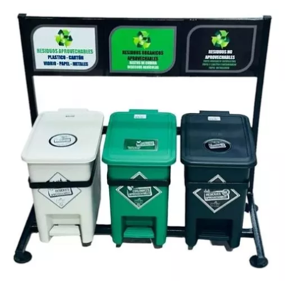PUNTO ECOLÓGICO LUXURY TRES PUESTOS  DE 8 LITROS PEDAL