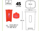 PAPELERA RECTANGULAR  DE 45 LITROS  PEDAL
