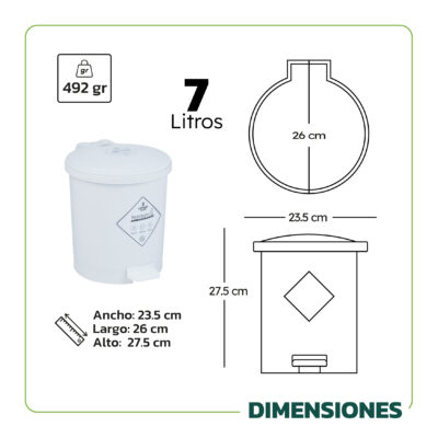 Papelera de 7 litros de pedal nueva norma