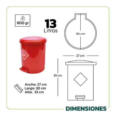 Papelera de 13 litros de pedal nueva norma