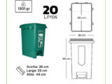 Papelera plástica pedal de 20 litros color reglamentario